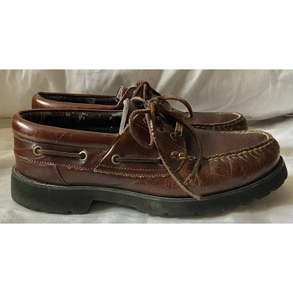 Rockport Mens Brown Leather Boat Deck shoes sz 9.5